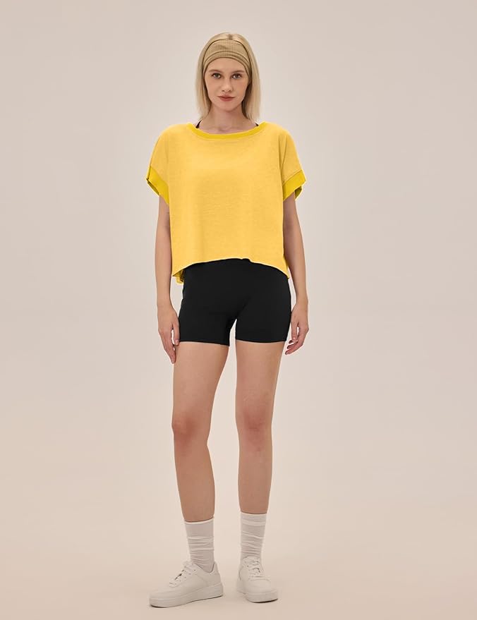 UNIANKIYA Open Back Workout Tops for Women Loose Fit Athletic Crop Tee Short Sleeve Gym Running Yoga Shirt
