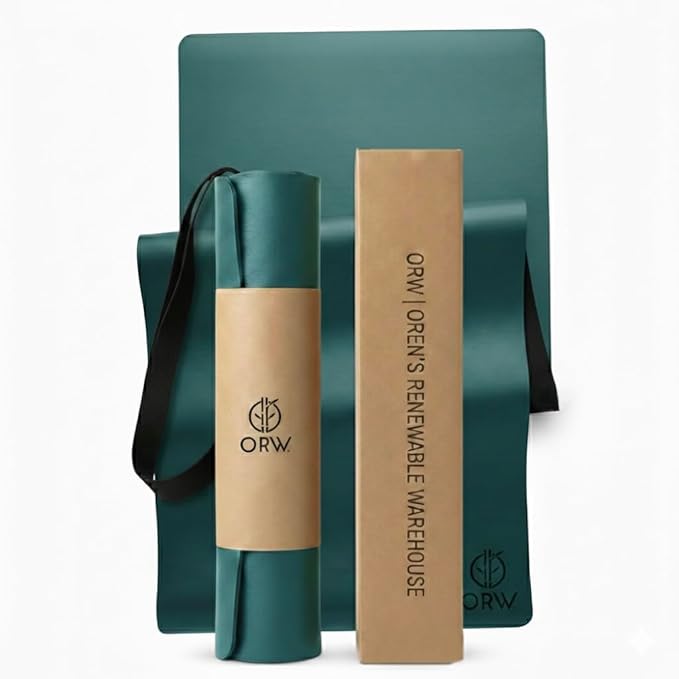 ORW Non Slip Hot Yoga Mat - Grip Surface & Natural Rubber Base, REACH Tested, Home & Studio Practice