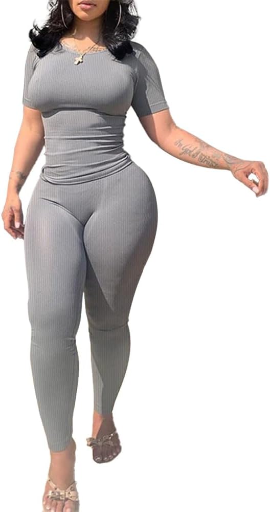 Nimsruc Two Piece Outfits For Women Summer Casual Short Sleeve Jogging Suits