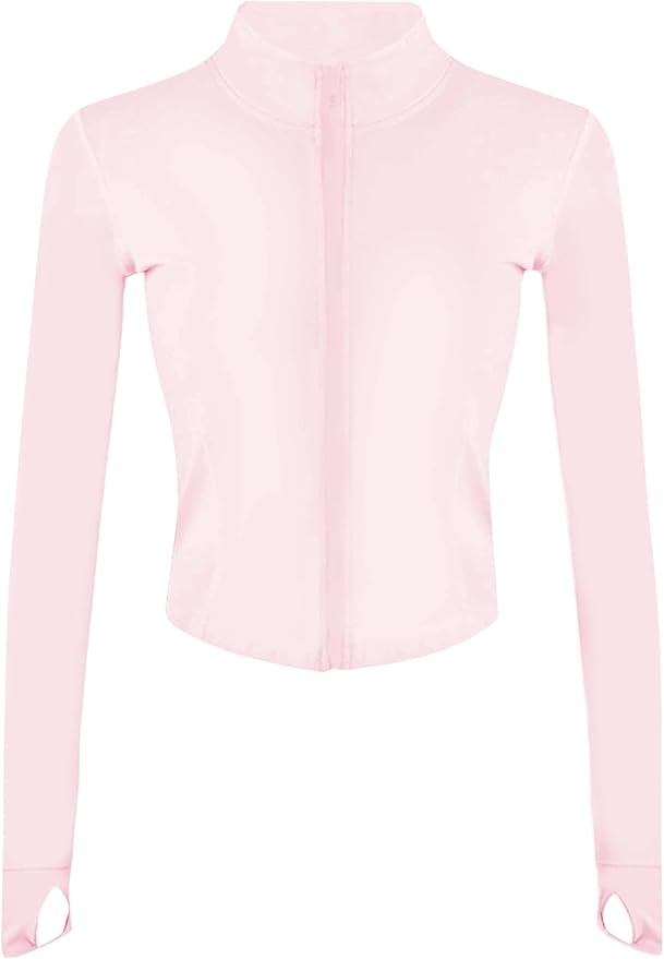 Tanming Women's Full Zip Seamless Workout Jacket Running Yoga Slim Fit Track Jacket