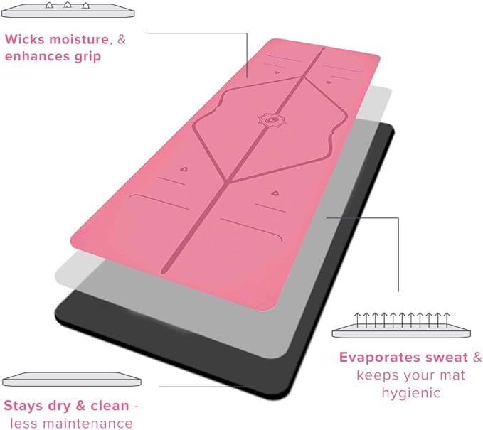 Liforme Original Yoga Mat – Free Yoga Bag Included - Patented Alignment System, Warrior-like Grip, Non-slip, Eco-friendly, sweat-resistant, long, wide, 4.2mm thick mat for comfort