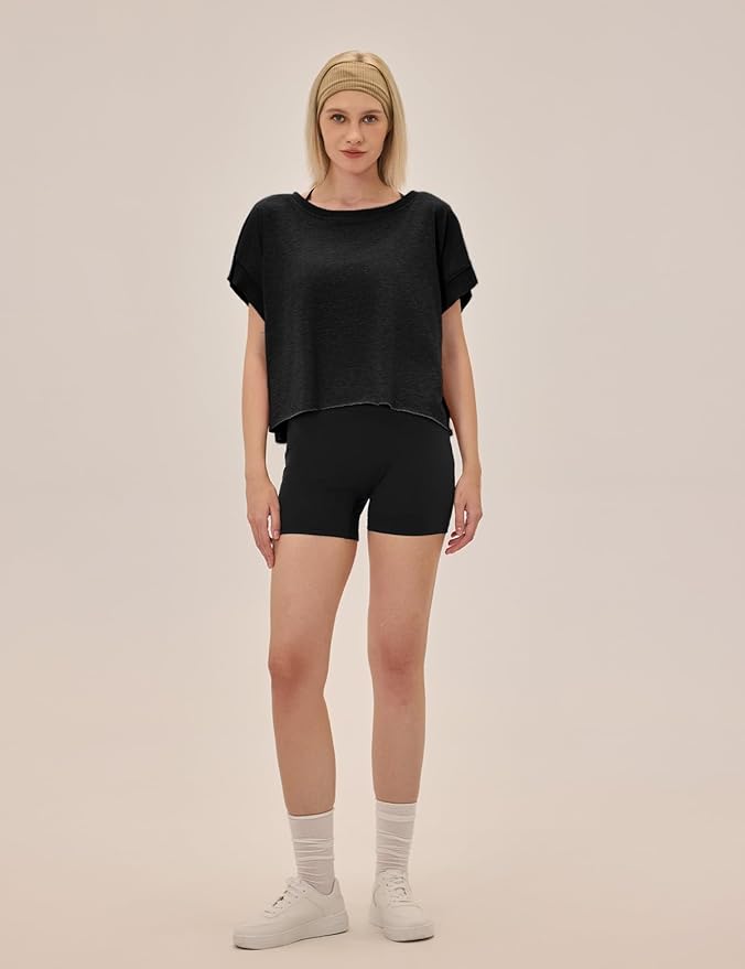 UNIANKIYA Open Back Workout Tops for Women Loose Fit Athletic Crop Tee Short Sleeve Gym Running Yoga Shirt