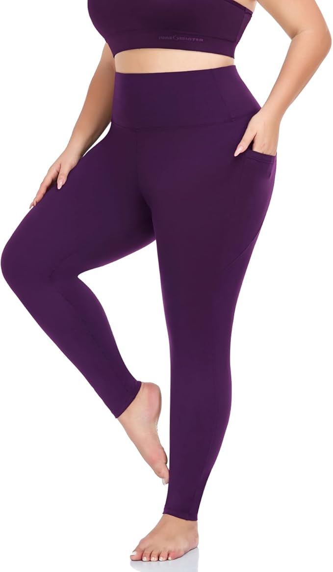 Plus Size Leggings for Women with Pockets-Stretchy XL-5XL Yoga Pants Tummy Control High Waist Workout Leggings