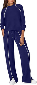 WIHOLL Lounge Sets for Women 2 Piece Fall Outfits 2025 Wide Leg Pant Matching Sets Womens Clothing