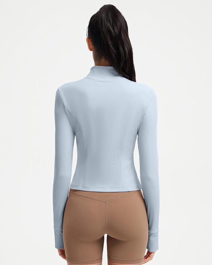 SUUKSESS Women Golden Full Zip Up Workout Cropped Jackets Lightweight Athletic Yoga Tops
