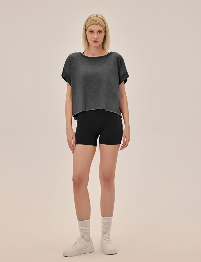 UNIANKIYA Open Back Workout Tops for Women Loose Fit Athletic Crop Tee Short Sleeve Gym Running Yoga Shirt