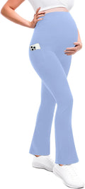 Leafigure Maternity Flare Leggings with Pockets Over The Belly Yoga Pants for Workout Soft Pregnancy Activewear