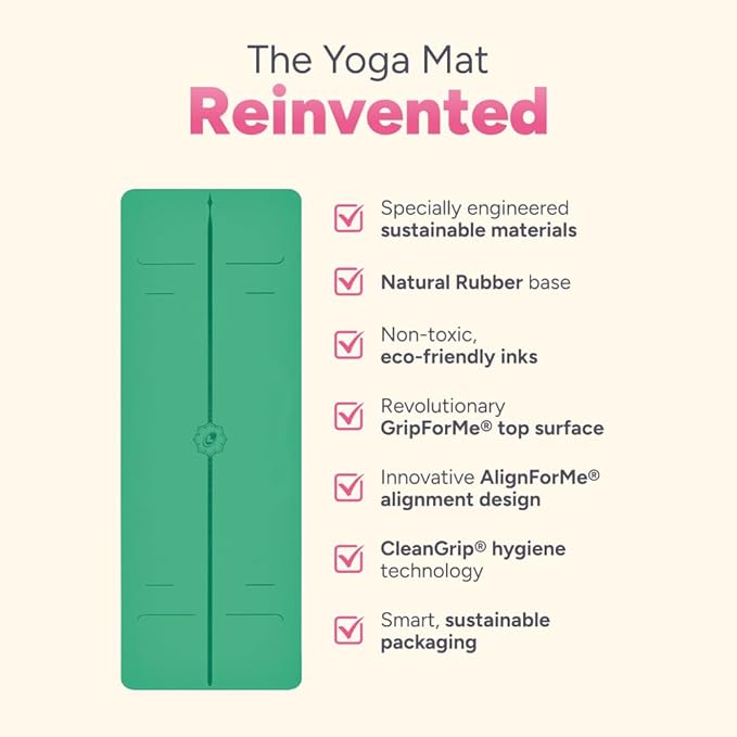 Liforme Evolve Yoga Mat – Free Yoga Bag Included - Patented Alignment System, Warrior-like Grip, Non-slip, Eco-friendly, Sweat-Resistant, Long, Wide, 4.2mm thick mat for comfort