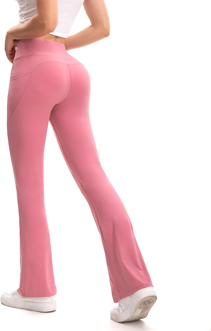 3 Packs Women's Flare Leggings with Pockets, Soft High Waisted Tummy Control Bootcut Workout Yoga Pants