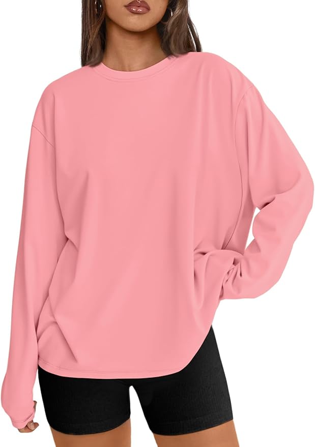Trendy Queen Womens Spring Tops Oversized Long Sleeve T Shirts 2026 Basic Tee Fall Casual Workout Y2K Clothes