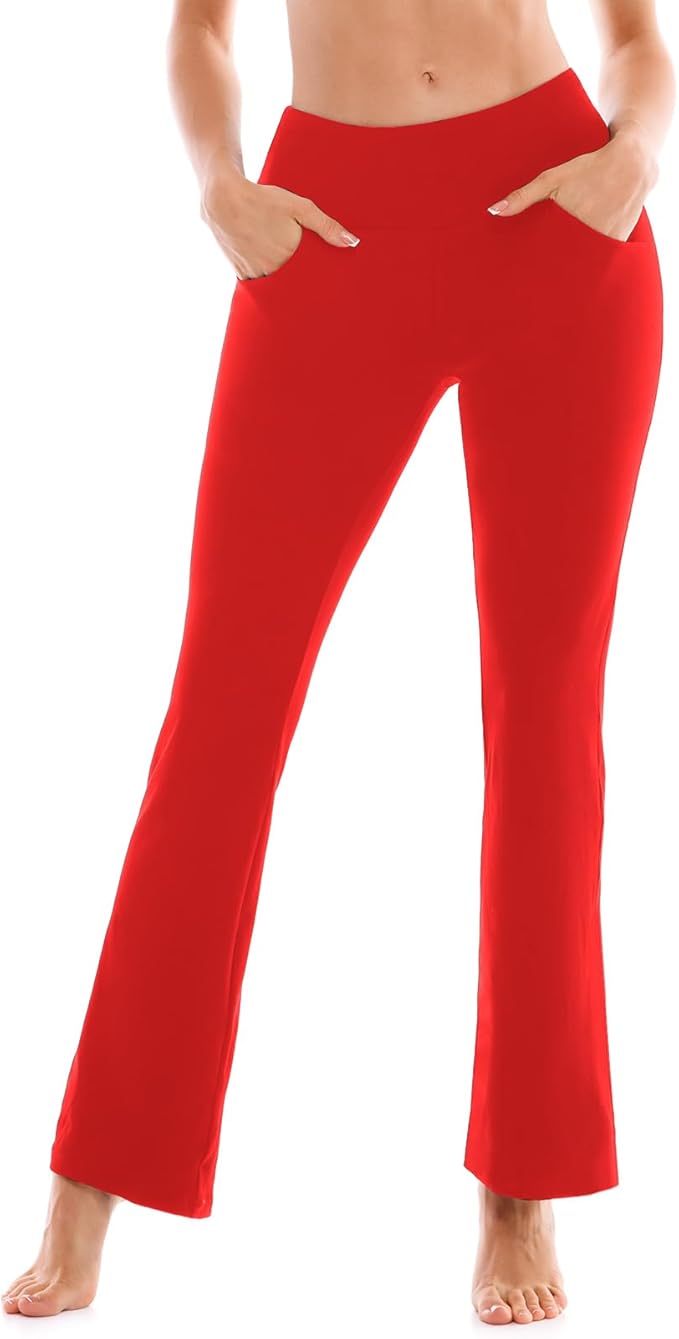 SINOPHANT Flare Leggings for Women with Pockets,High Waisted Tummy Control Bootcut Yoga Pants for Women Soft Bell Bottoms