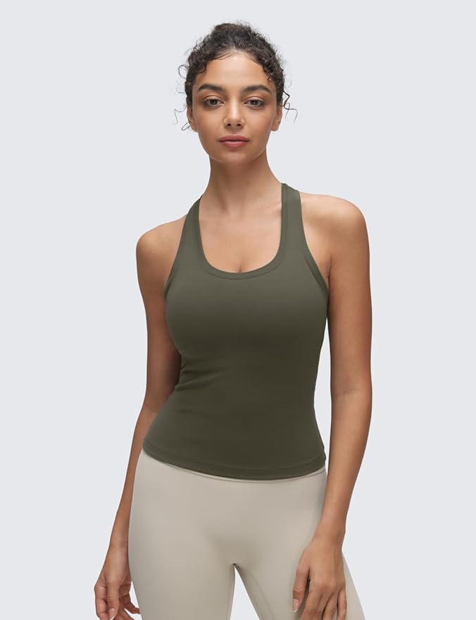 CRZ YOGA Butterluxe Racerback Tank Tops for Women - Yoga Workout Casual Gym Athletic Camisole Tight Sleeveless Shirts