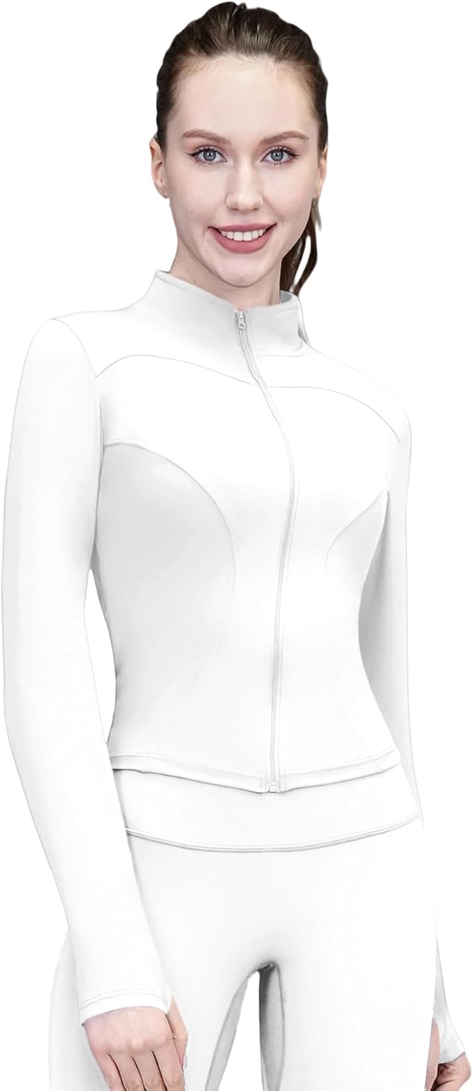 Women's Yoga Jacket Lightweight Zip Up - Workout Jackets for Running Gym Athletic Tops Full Zip