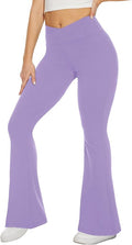 TNNZEET Black Flare Leggings for Women, Crossover Yoga Pants with Pockets Bootcut Flared Leggings