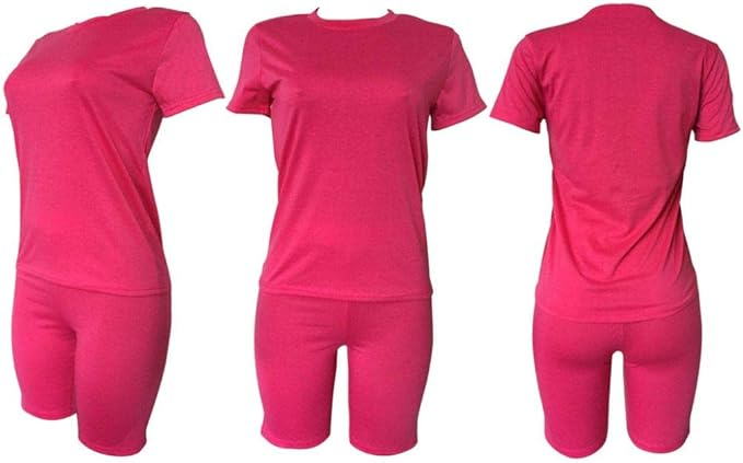 KINIKO Women's 2 Piece Casual Fashion Sports Solid Color Suit short Sleeve top and Pants Set Sweatshirt