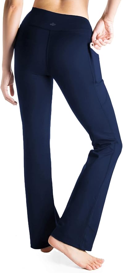 Yogipace Petite/Regular/Tall Women's Bootcut Yoga Pants with Side Pockets, Flare Leggings for Travel, Lounge & Everyday Wear