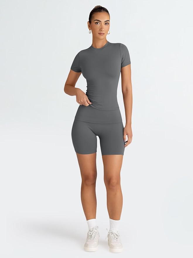 Trendy Queen 2 Piece Summer Cute Workout Sets Gym Short Set Pilates Yoga Outfits Going Out Spring Athletic Comfy Active Wear