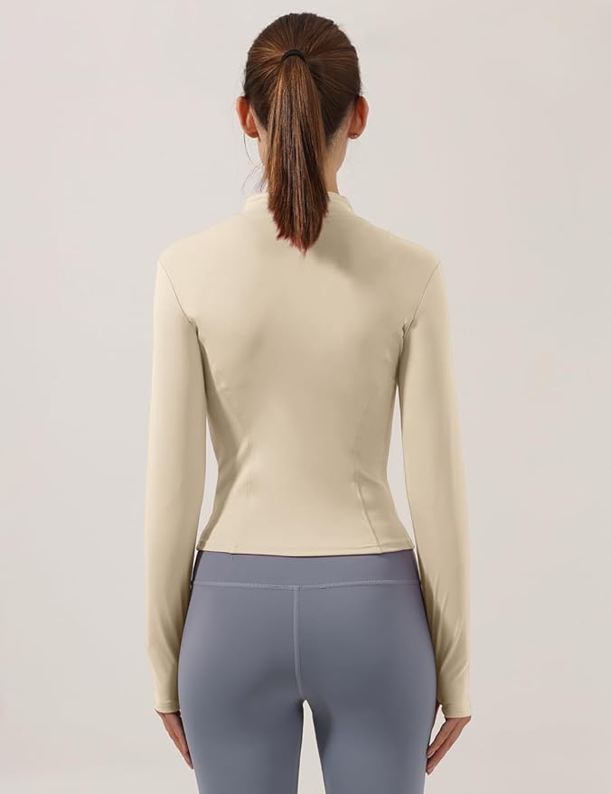 Locachy Women's Lightweight Stretchy Workout Full Zip Running Track Jacket with Thumb Holes