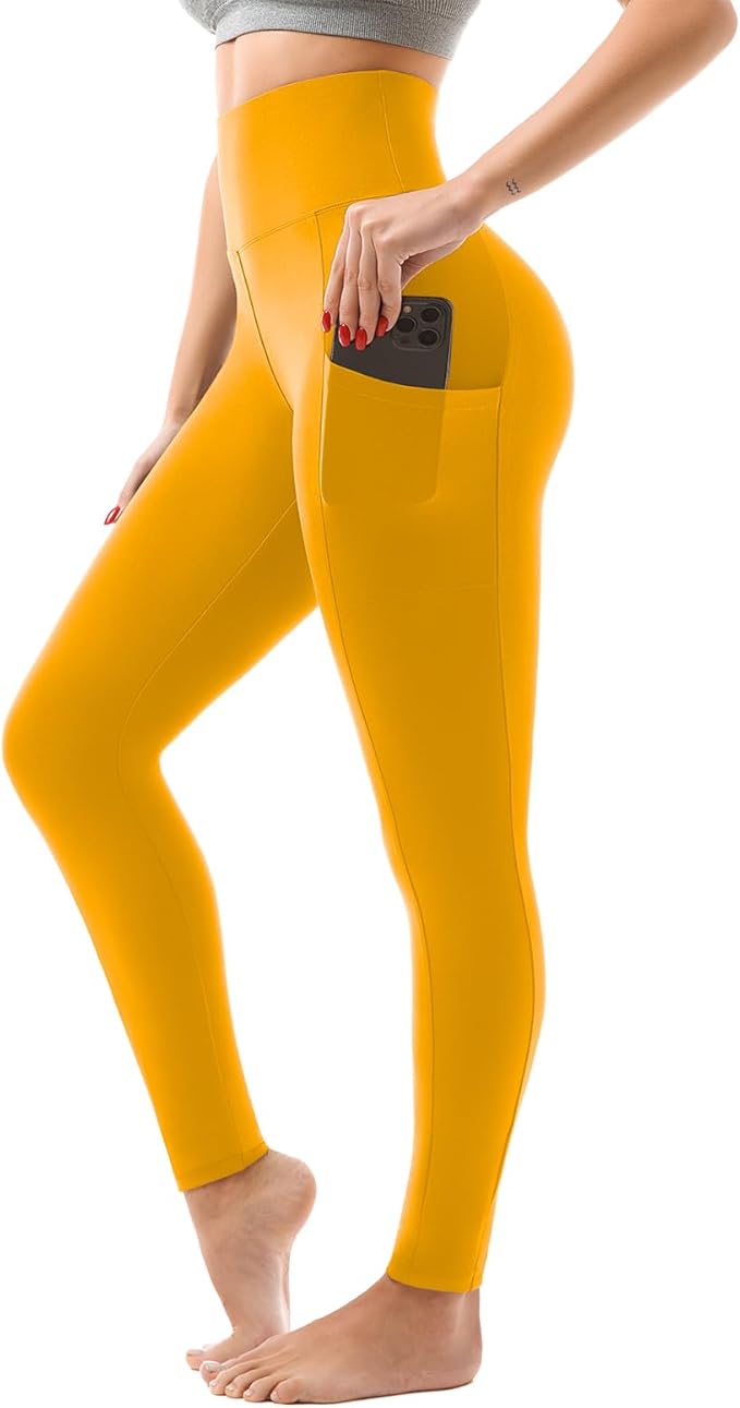SINOPHANT High Waisted Leggings with Pockets Women, Full Length Capri Buttery Soft Stretchy Yoga Pants