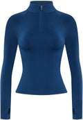 AUROLA Influence Workout Jacket for Women, Half Zip Cropped Slim Fit Long Sleeve Yoga Jackets Athletic Top with Thumb Holes