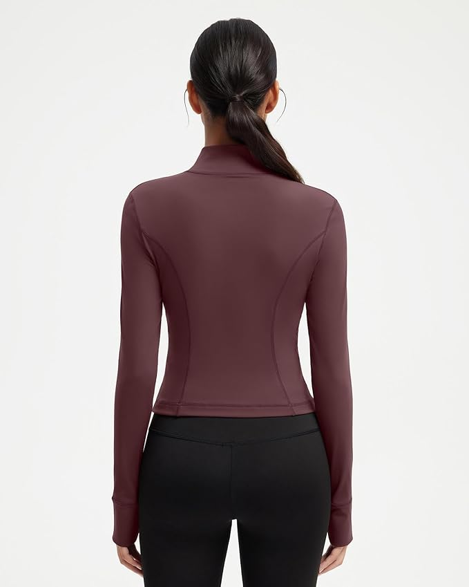 SUUKSESS Women Golden Full Zip Up Workout Cropped Jackets Lightweight Athletic Yoga Tops