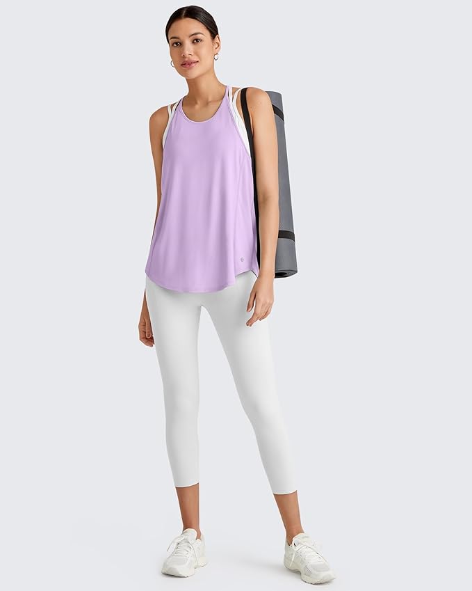G4Free Workout Athletic Tank Tops for Women Racerback Lightweight Gym Pilates Y-Back Loose Fit Running Tanks Top