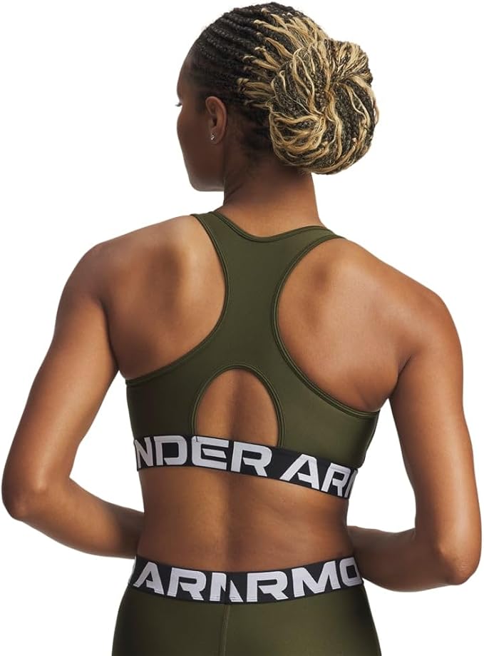 Under Armour Womens HeatGear Authentics Mid Impact Branded Sports Bra