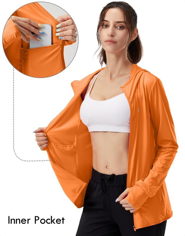 Soothfeel Women's UPF 50+ Sun Protection Hoodie Jacket Lightweight Long Sleeve Sun Shirt for Women with Pocket Hiking Outdoor