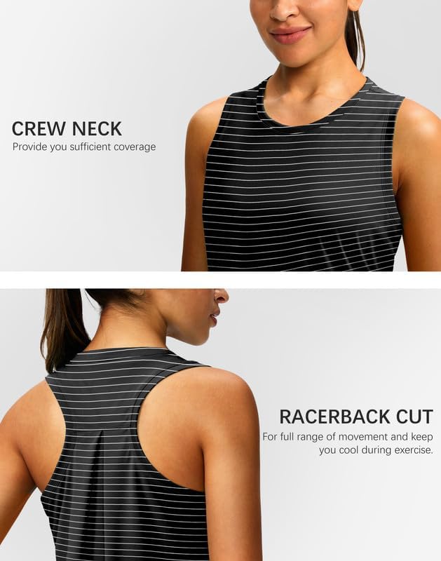 Women's Workout Tops Racerback Athletic Tank Tops Sleeveless Loose Fit Yoga Running Gym Shirts for Women
