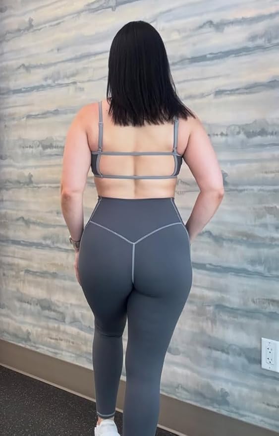 Aoxjox Women's Color Block Workout Sports Bras Fitness Lexi Lined Strappy Bra Athletic Yoga Crop Tank
