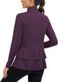 LURANEE Women's Golf Athletic Jackets with Pleated Tennis Skirt Hem Lightweight Full Zip Long Sleeve Shirts with Pockets