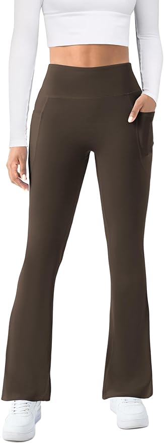COPYLEAF Womens Yoga Pants with Pockets High Waisted Flare Leggings Bell Bottom Yoga Dress Pants Seamless Bootcut Pants
