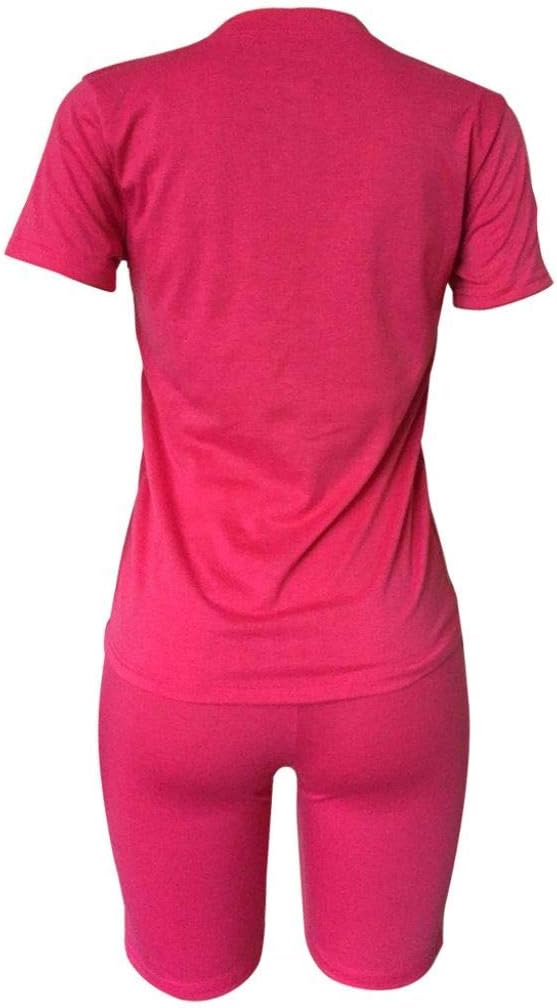 KINIKO Women's 2 Piece Casual Fashion Sports Solid Color Suit short Sleeve top and Pants Set Sweatshirt