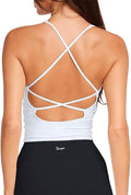 Danysu Sculpt Workout Tank Tops Women Backless Longline Sports Bras Strappy Padded Yoga Top