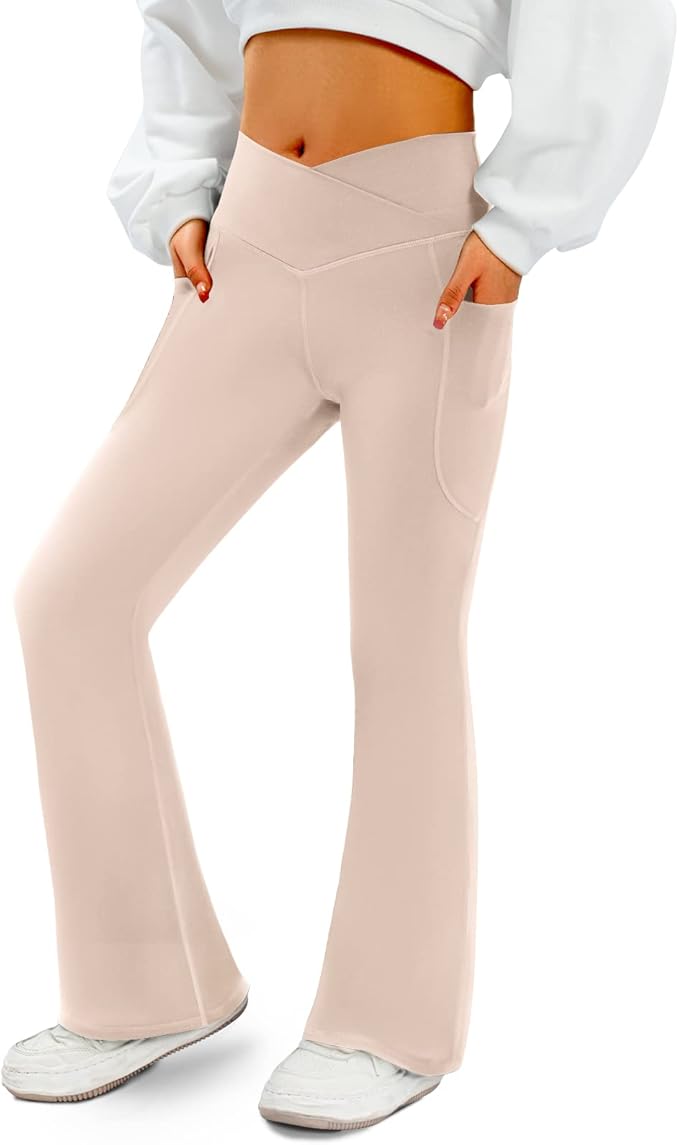 COPYLEAF Women's Flare Yoga Pants with Pockets V Crossover High Waisted Bootcut Yoga Leggings-Flare Workout Gym Leggings