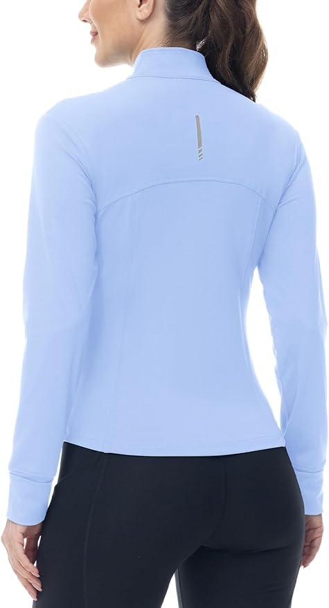 BGOWATU Women's Workout Jacket Lightweight Zip up Running Athletic Jackets with Thumb Holes