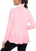 LURANEE Women's Golf Athletic Jackets with Pleated Tennis Skirt Hem Lightweight Full Zip Long Sleeve Shirts with Pockets
