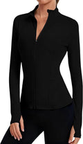 LOMON Women's Athletic Jackets Cropped Long Sleeve Workout Tops Yoga Zip Up Jackets Gym Tops Golf Shirts