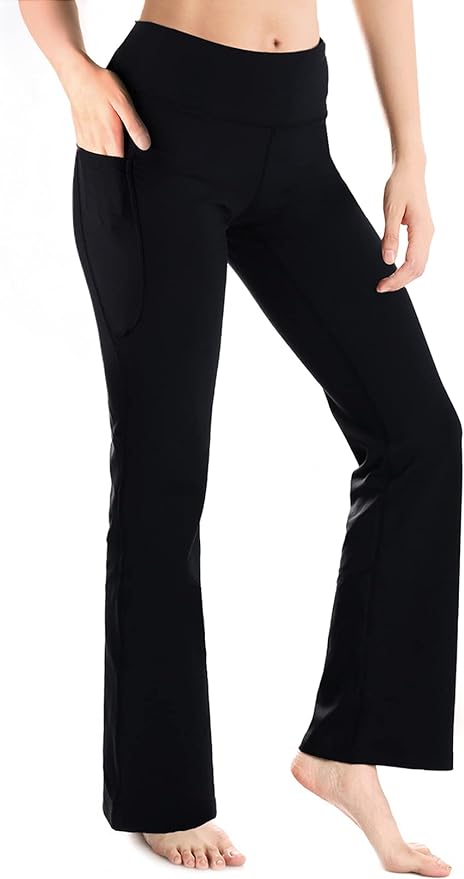 Yogipace Petite/Regular/Tall Women's Bootcut Yoga Pants with Side Pockets, Flare Leggings for Travel, Lounge & Everyday Wear