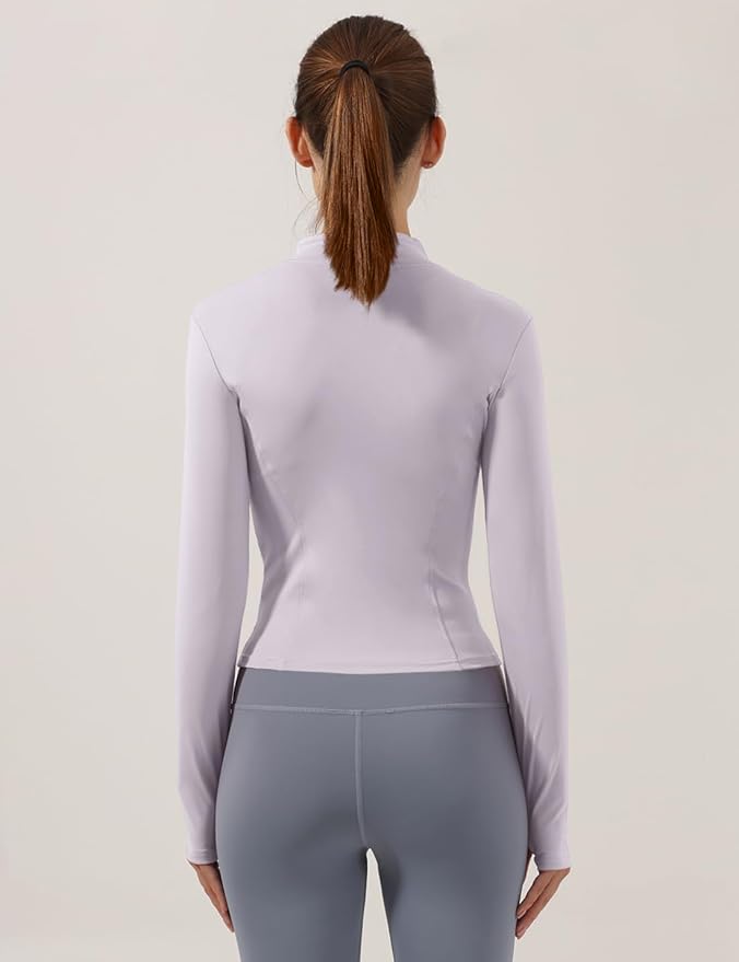 Locachy Women's Lightweight Stretchy Workout Full Zip Running Track Jacket with Thumb Holes