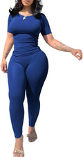 Nimsruc Two Piece Outfits For Women Summer Casual Short Sleeve Jogging Suits