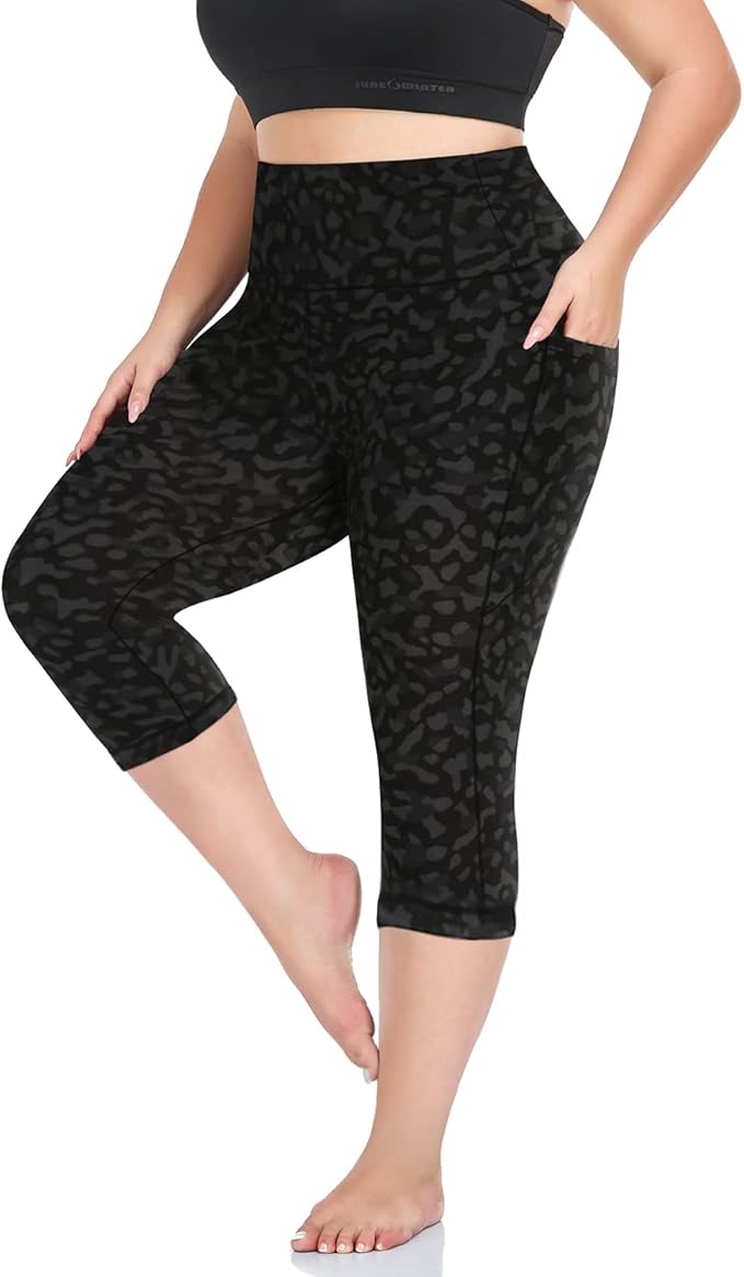 Plus Size Leggings for Women with Pockets-Stretchy XL-5XL Yoga Pants Tummy Control High Waist Workout Leggings