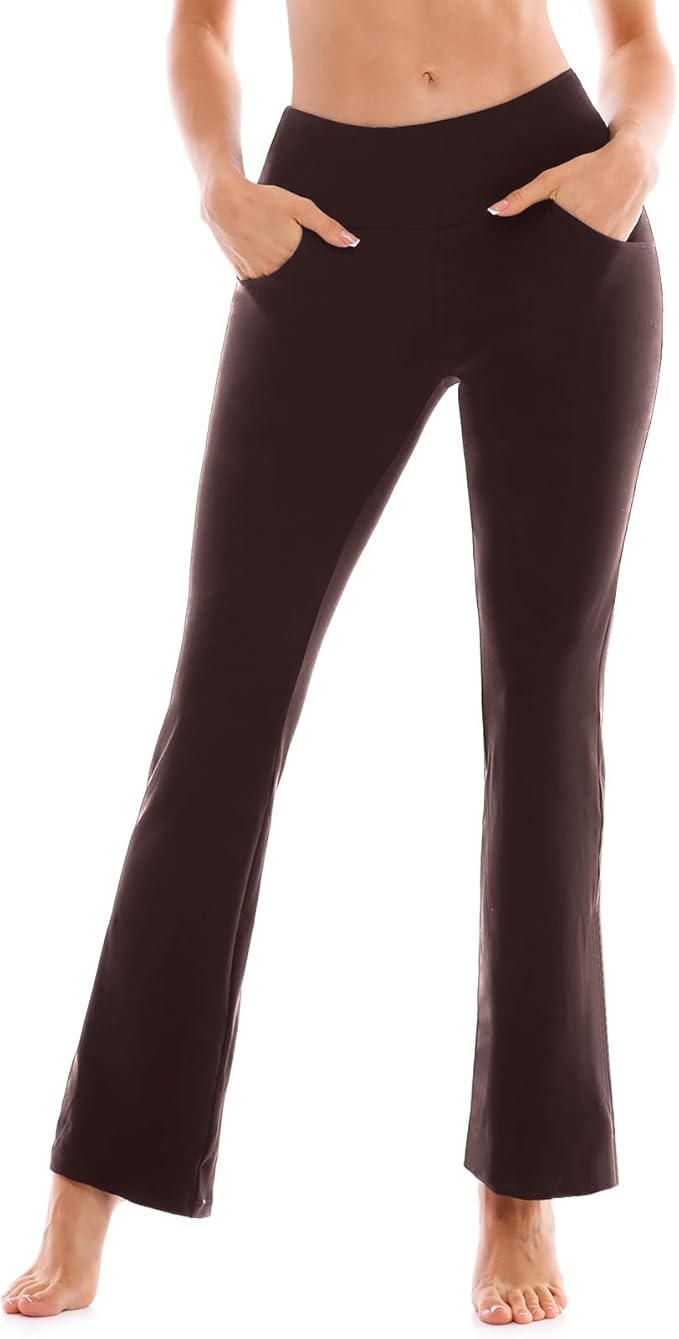 SINOPHANT Flare Leggings for Women with Pockets,High Waisted Tummy Control Bootcut Yoga Pants for Women Soft Bell Bottoms