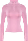 AUROLA Influence Workout Jacket for Women, Half Zip Cropped Slim Fit Long Sleeve Yoga Jackets Athletic Top with Thumb Holes