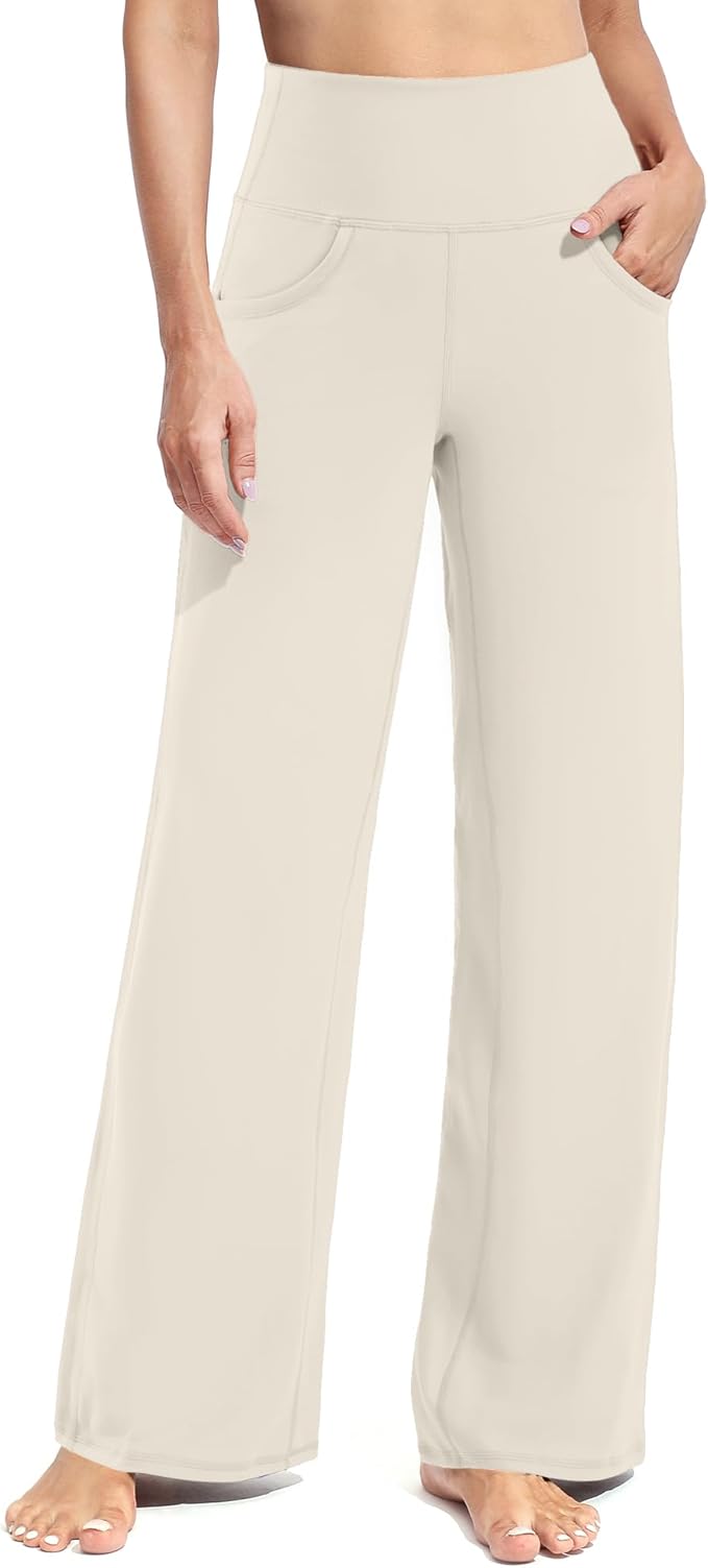 Promover Wide Leg Pants Woman Yoga Pants with Pockets Stretch Loose Casual Lounge Sweatpants Petite/Regular/Tall