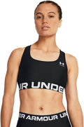 Under Armour Womens HeatGear Authentics Mid Impact Branded Sports Bra