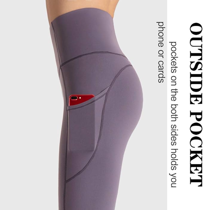 THE GYM PEOPLE Thick High Waist Yoga Pants with Pockets, Tummy Control Workout Running Yoga Leggings for Women