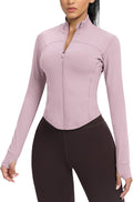 AVGO Women's Cropped Running Workout Jackets Zip Slim Fit Athletic Tops with Thumb Holes