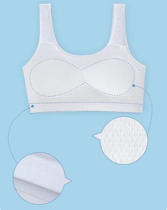 Herepai Big Girls' Sports Bra with Breathable Pads Teens Cotton Training Bras