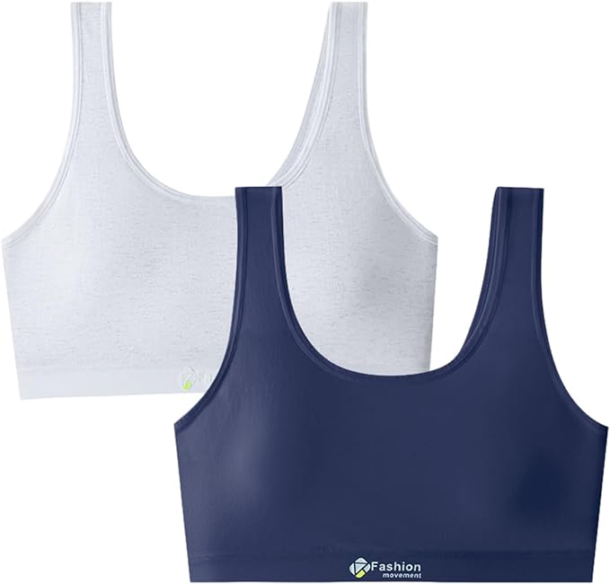 Herepai Big Girls' Sports Bra with Breathable Pads Teens Cotton Training Bras